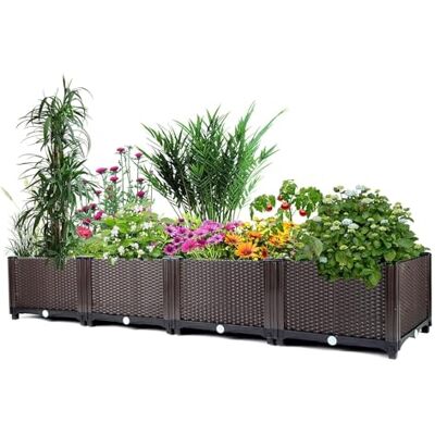 GarveeHome 160 * 40 * 20cm Large Outdoor Raised Planter Box, Self-Watering Rectangular Garden Bed with Drainage Plug, Deep Elevated Planter for Patio, Balcony, Deck GarveeHome 160 * 40 * 20cm Large Outdoor Raised Planter Box, Self-Watering Rectangular Garden Bed with Drainage Plug, Deep Elevated Planter for Patio, Balcony, Deck