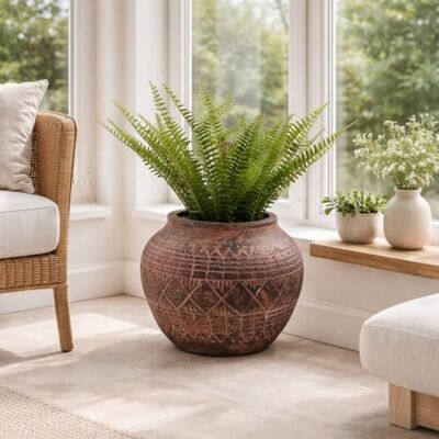 Leaf - Aztec Vase Planter - dark brown - 30x30x23cm - Planter Leaf - Aztec Vase Planter - dark brown - 30x30x23cm - Planter