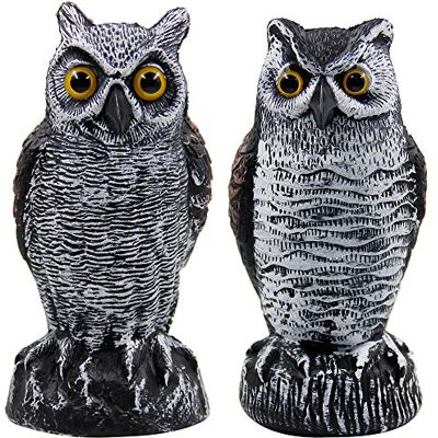 Hausse 2 Pack Fake Horned Owl Bird Scarecrow Decoy, Plastic Owl Bird Deterrents, Nature Enemy Pest Repellent for Outdoor Garden Yard Hausse 2 Pack Fake Horned Owl Bird Scarecrow Decoy, Plastic Owl Bird Deterrents, Nature Enemy Pest Repellent for Outdoor Garden Yard