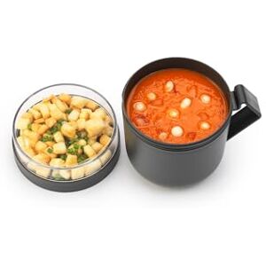Brabantia Make & Take Soup Mug 0.6L with Screw-On Toppings Container (180 ml) & Handle Leakproof Large Opening Suitable for Freezer Dishwasher & Microwave Safe Dark Grey Brabantia Make & Take Soup Mug 0.6L with Screw-On Toppings Container (180 ml) & Handle Leakproof Large Opening Suitable for Freezer Dishwasher & Microwave Safe Dark Grey