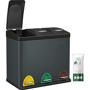SONGMICS LTB24GS 3 x 8L Small Volume Kitchen Waste Bin with Lids Triple Steel Bin for Small Families Pedals and Buckets Easy to Clean, Greenish Grey and Black LTB24GS SONGMICS LTB24GS 3 x 8L Small Volume Kitchen Waste Bin with Lids Triple Steel Bin for Small Families Pedals and Buckets Easy to Clean, Greenish Grey and Black LTB24GS