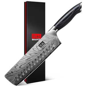 SHAN ZU Japanese Nakiri Knife in Powder Steel, 18 cm Kitchen Knives High Carbon 63 HRC Vegetable Chopper Professional 12°Sharp Blade Chef Knives with Ergonomic Pakkawood Handle SHAN ZU Japanese Nakiri Knife in Powder Steel, 18 cm Kitchen Knives High Carbon 63 HRC Vegetable Chopper Professional 12°Sharp Blade Chef Knives with Ergonomic Pakkawood Handle