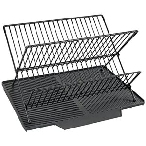 WENKO Nelia draining mat with dish drainer rack with sloping surface for optimal water drainage, plastic dish mat, metal rack, (W x H x D): 34 x 24 x 40 cm, black WENKO Nelia draining mat with dish drainer rack with sloping surface for optimal water drainage, plastic dish mat, metal rack, (W x H x D): 34 x 24 x 40 cm, black