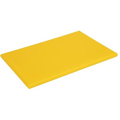 Hygiplas High Density HDPE Chopping Board 450x300x25mm, Yellow Non-absorbent surface prevents juice soaking, completely dishwasher safe, and reduces cross-contamination risks. Hygiplas High Density HDPE Chopping Board 450x300x25mm, Yellow Non-absorbent surface prevents juice soaking, completely dishwasher safe, and reduces cross-contamination risks.