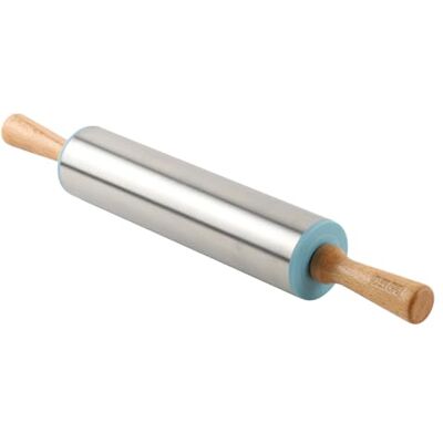 The Great British Bake Off Rolling Pin, Stainless Steel & Wooden Rolling Pin for Baking, Dough Roller for Pizza, Biscuits, Pastry and More, Official GBBO Logo, Duck Egg Blue, 44cm x 6cm The Great British Bake Off Rolling Pin, Stainless Steel & Wooden Rolling Pin for Baking, Dough Roller for Pizza, Biscuits, Pastry and More, Official GBBO Logo, Duck Egg Blue, 44cm x 6cm