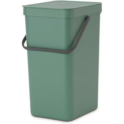 Brabantia Sort & Go Waste Bin 16L (Fir Green), Space-Efficient Plastic Recycle Container with Handle, Removable and Stay-Open Lid, Easy to Clean Kitchen Bin without Nooks and Rims Brabantia Sort & Go Waste Bin 16L (Fir Green), Space-Efficient Plastic Recycle Container with Handle, Removable and Stay-Open Lid, Easy to Clean Kitchen Bin without Nooks and Rims