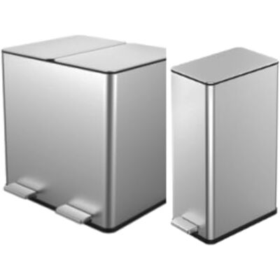 YEAUPE PRO Kitchen Bin, 20+40L Recycling Bin, 3 Compartment Rubbish Bin for Recycling and Waste, Soft-Close Lids, Pedals, Inner Buckets, Stainless Steel Pedal Bin Trash Can with 15 Liners Silver YEAUPE PRO Kitchen Bin, 20+40L Recycling Bin, 3 Compartment Rubbish Bin for Recycling and Waste, Soft-Close Lids, Pedals, Inner Buckets, Stainless Steel Pedal Bin Trash Can with 15 Liners Silver