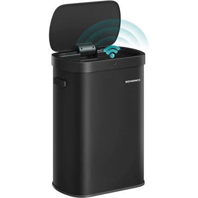SONGMICS Motion Sensor Kitchen Bin, 50L, Steel Automatic Rubbish Bin, Includes Bags, Wave or Touch to Open, Soft Close Lid, Black, POWE Collection LTB640B02 SONGMICS Motion Sensor Kitchen Bin, 50L, Steel Automatic Rubbish Bin, Includes Bags, Wave or Touch to Open, Soft Close Lid, Black, POWE Collection LTB640B02