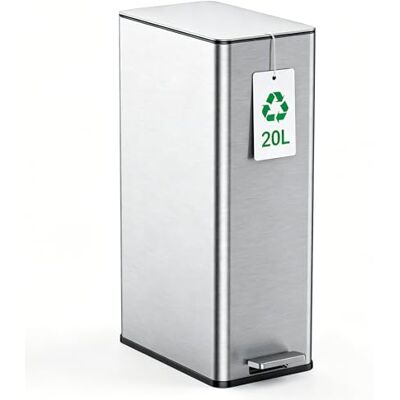 YEAUPE PRO Kitchen Bin,20L Rubbish Bin, Stainless Steel Pedal Bin, with Soft-Close Lids and Plastic Inner Buckets,Fingerprint Proof,Odour Seal, 5.2-Gallon Large Capacity with 15 Liners, Silver 20.1 YEAUPE PRO Kitchen Bin,20L Rubbish Bin, Stainless Steel Pedal Bin, with Soft-Close Lids and Plastic Inner Buckets,Fingerprint Proof,Odour Seal, 5.2-Gallon Large Capacity with 15 Liners, Silver 20.1