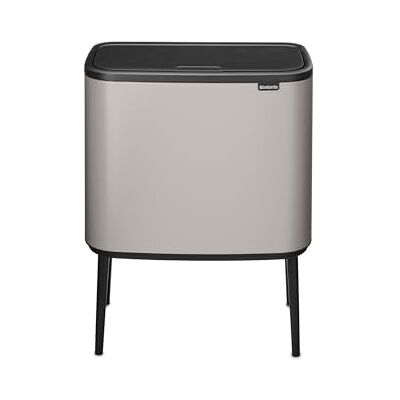 Brabantia Bo Touch Kitchen Bin 23+11L – Dual Compartment Soft Touch Waste Separation with Inner Buckets Freestanding Recycling Bin with Adjustable Legs Soft Grey Brabantia Bo Touch Kitchen Bin 23+11L – Dual Compartment Soft Touch Waste Separation with Inner Buckets Freestanding Recycling Bin with Adjustable Legs Soft Grey