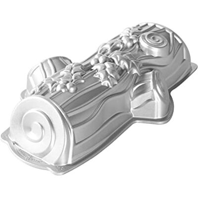 Nordic Ware Buche De Noel Yule Log Pan, Original Cast Aluminium Bundt Tin, Bundt Cake Tin with Christmas Pattern, Cake Mould Made in the USA, Colour: Silver Nordic Ware Buche De Noel Yule Log Pan, Original Cast Aluminium Bundt Tin, Bundt Cake Tin with Christmas Pattern, Cake Mould Made in the USA, Colour: Silver