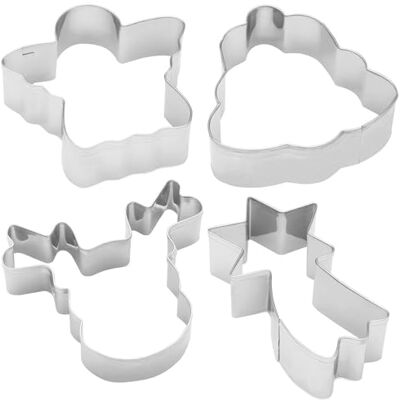 GRUSS & CO Cookie Cutter Set with 4 Cookie Cutters, Angel, Star, Reindeer, Bell, Baking Moulds, Cookies, 51132 GRUSS & CO Cookie Cutter Set with 4 Cookie Cutters, Angel, Star, Reindeer, Bell, Baking Moulds, Cookies, 51132