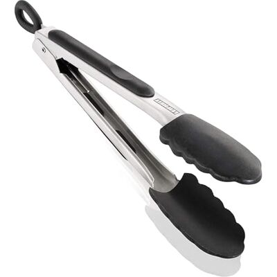 Leifheit Proline Kitchen Tongs and Barbecue Grill Tongs, 23 cm, Stainless Steel and Silicone, Silver Black, Stainless Steel Tongs, BBQ Tongs Leifheit Proline Kitchen Tongs and Barbecue Grill Tongs, 23 cm, Stainless Steel and Silicone, Silver Black, Stainless Steel Tongs, BBQ Tongs
