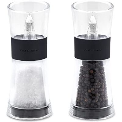 Cole & Mason H581580 Flip 180 Black Salt and Pepper Mills, Classic Inverta, Acrylic, 154 mm, Gift Set, Includes 2 x Salt and Pepper Grinders Cole & Mason H581580 Flip 180 Black Salt and Pepper Mills, Classic Inverta, Acrylic, 154 mm, Gift Set, Includes 2 x Salt and Pepper Grinders