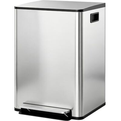 HOMCOM Dual Kitchen Bin 2 x 30L Stainless Steel Double Pedal Bin Silver Soft-Close Lid, Removable Inner Buckets, Handles, for Recycling and Waste HOMCOM Dual Kitchen Bin 2 x 30L Stainless Steel Double Pedal Bin Silver Soft-Close Lid, Removable Inner Buckets, Handles, for Recycling and Waste