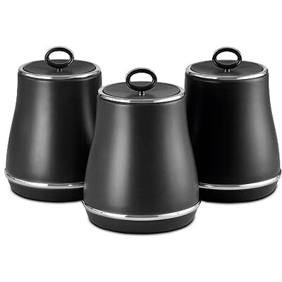Tower - T826176BLK - Black - Tea Coffee Sugar Canisters Tower - T826176BLK - Black - Tea Coffee Sugar Canisters