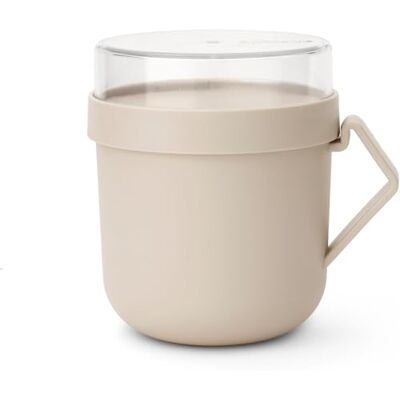 Brabantia Make & Take Soup Mug 0.6L, Screw-On Toppings Container (180 ml) & Soup Mug with Handle, Leakproof Travel Cup, Large Opening, Suitable for Freezer, Dishwasher & Microwave Safe, Soft Beige Brabantia Make & Take Soup Mug 0.6L, Screw-On Toppings Container (180 ml) & Soup Mug with Handle, Leakproof Travel Cup, Large Opening, Suitable for Freezer, Dishwasher & Microwave Safe, Soft Beige