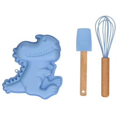 Wilton Kids Baking Kit Dinosaur Set/3, 3D Silicone Dino Cake Mould with Whisk and Spatula, Child Friendly Baking Set for Cakes and Fun Baking Wilton Kids Baking Kit Dinosaur Set/3, 3D Silicone Dino Cake Mould with Whisk and Spatula, Child Friendly Baking Set for Cakes and Fun Baking