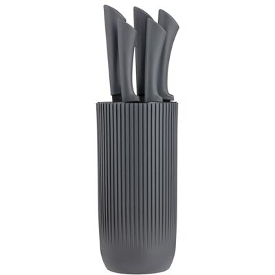 Viners Everyday Urban Ripple 5 Piece Knife Block Set Grey; Chef, Bread, Carving, Utility & Paring Knives, Black, Stainless Steel Viners Everyday Urban Ripple 5 Piece Knife Block Set Grey; Chef, Bread, Carving, Utility & Paring Knives, Black, Stainless Steel