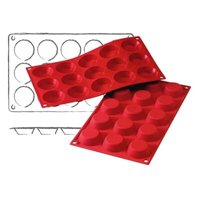 Deco Relief Déco Relief Silicone Mould 15 Tartlets φ 5 x 1.5 cm Cake Baking Mould Professional Equipment Deco Relief Déco Relief Silicone Mould 15 Tartlets φ 5 x 1.5 cm Cake Baking Mould Professional Equipment