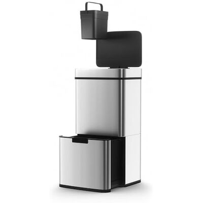 KITCHEN MOVE Narvik Stainless Steel Recycling Automatic Kitchen Bin Double Compartment 75 L Capacity and Table Bin 3 L KITCHEN MOVE Narvik Stainless Steel Recycling Automatic Kitchen Bin Double Compartment 75 L Capacity and Table Bin 3 L