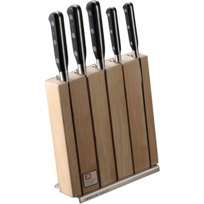 Richardson Sheffield Sabatier Trompette 5 Piece Knife Block – Stainless Steel Kitchen Knife Set with Wooden Block – Chef, Bread, Utility & Paring Knives Richardson Sheffield Sabatier Trompette 5 Piece Knife Block – Stainless Steel Kitchen Knife Set with Wooden Block – Chef, Bread, Utility & Paring Knives