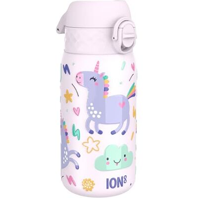 Ion8 Kids Water Bottle, Steel 400 ml/13 oz, Leak Proof, Easy to Open, Secure Lock, Dishwasher Safe, Flip Cover, Carry Handle, Easy Clean, Metal Water Bottle, Raised Print,Unicorns Ion8 Kids Water Bottle, Steel 400 ml/13 oz, Leak Proof, Easy to Open, Secure Lock, Dishwasher Safe, Flip Cover, Carry Handle, Easy Clean, Metal Water Bottle, Raised Print,Unicorns