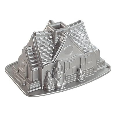Nordic Ware Gingerbread House Bundt Pan, Seasonal Christmas Aluminium Bundt Tin, Bundt Cake Tin with Pattern, Cake Mould , Colour: Silver Nordic Ware Gingerbread House Bundt Pan, Seasonal Christmas Aluminium Bundt Tin, Bundt Cake Tin with Pattern, Cake Mould , Colour: Silver
