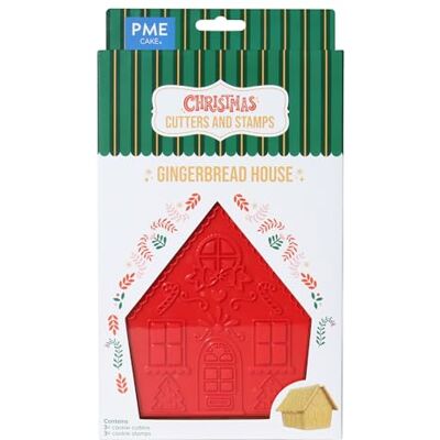 PME Christmas Cookie Cutters & Stamps Gingerbread House (Set of 3), Red PME Christmas Cookie Cutters & Stamps Gingerbread House (Set of 3), Red
