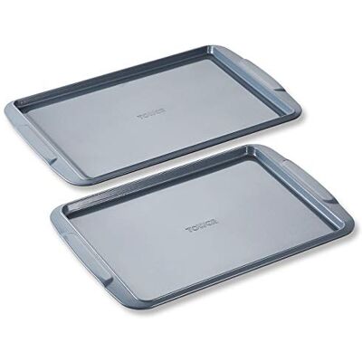 Tower Cerasure 2 Piece Baking Tray Set with Carbon Steel Construction, Graphite, T843071 Tower Cerasure 2 Piece Baking Tray Set with Carbon Steel Construction, Graphite, T843071