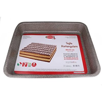Graziano , Rectangular Baking Sheet, Made of Aluminum and Equipped with 7 Layers of Non-Stick and Scratch Resistant, Ideal for Pizzas and Pastry, PFOA Free, 40 x 33 cm Graziano , Rectangular Baking Sheet, Made of Aluminum and Equipped with 7 Layers of Non-Stick and Scratch Resistant, Ideal for Pizzas and Pastry, PFOA Free, 40 x 33 cm