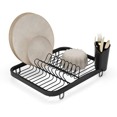 Umbra Sinkin Dish Drying Rack – Drainer Caddy with Removable Cutlery Holder – Use In Sink or On Counter, Standard, Black Umbra Sinkin Dish Drying Rack – Drainer Caddy with Removable Cutlery Holder – Use In Sink or On Counter, Standard, Black