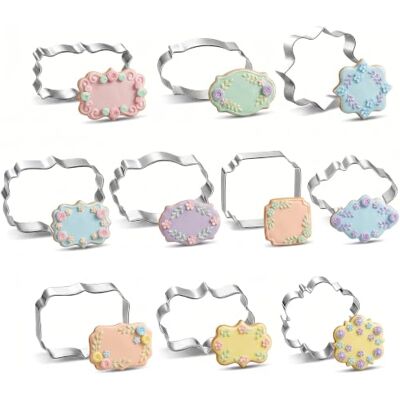 Romon Stainless Steel Cookie Cutters, 10 Pieces DIY Cookie Cutters with European Borders Cookie Cutter Set for Biscuits, Fondant, Sugar Cookies Romon Stainless Steel Cookie Cutters, 10 Pieces DIY Cookie Cutters with European Borders Cookie Cutter Set for Biscuits, Fondant, Sugar Cookies