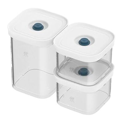 ZWILLING Fresh & Save Cube La Mer Vacuum Box Set S, 3 Pieces, 2 x Size S & 1 x Size 2S, Airtight & Vacuumable Storage, Dishwasher Safe, Transparent ZWILLING Fresh & Save Cube La Mer Vacuum Box Set S, 3 Pieces, 2 x Size S & 1 x Size 2S, Airtight & Vacuumable Storage, Dishwasher Safe, Transparent