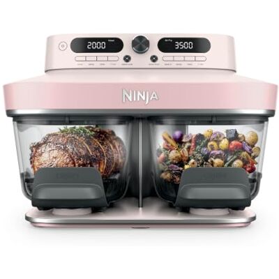 Ninja CRISPi DualZone 2-basket Glass Air Fryer, 8 Cooking Functions, Cook Two Foods at The Same Time, PFAS-Free Glass Containers, Includes Storage Lids, Rose Quartz DD102UKPK1 Ninja CRISPi DualZone 2-basket Glass Air Fryer, 8 Cooking Functions, Cook Two Foods at The Same Time, PFAS-Free Glass Containers, Includes Storage Lids, Rose Quartz DD102UKPK1