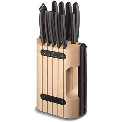 Victorinox Knife Block, Space for 6 Knives, Knife Storage, Compact, Space-Saving, Elegant Design Made of Wood, Almond Beige Victorinox Knife Block, Space for 6 Knives, Knife Storage, Compact, Space-Saving, Elegant Design Made of Wood, Almond Beige