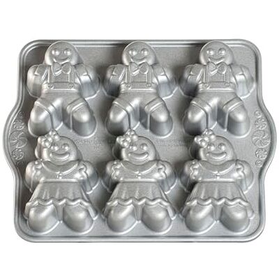 Nordic Ware Gingerbread Kids Cakelet Pan, Christmas Aluminium Bundt Tin, Bundt Cake Tin for Gingerbread, Premium Cake Mould Made in the USA, Colour: Silver Nordic Ware Gingerbread Kids Cakelet Pan, Christmas Aluminium Bundt Tin, Bundt Cake Tin for Gingerbread, Premium Cake Mould Made in the USA, Colour: Silver