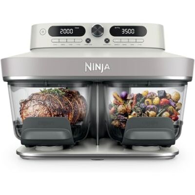 Ninja CRISPi DualZone 2-basket Glass air Fryer, 8 Cooking Functions, Cook Two Foods at The Same Time, PFAS-Free Glass Containers, Includes Storage Lids, Bone DD102UKIV2 Ninja CRISPi DualZone 2-basket Glass air Fryer, 8 Cooking Functions, Cook Two Foods at The Same Time, PFAS-Free Glass Containers, Includes Storage Lids, Bone DD102UKIV2