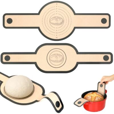 VINATO Set of 2 Silicone Baking Mats for Bread with Long Handles, Non-Stick & Heat Resistant, Round & Oval, Reusable Replacement for Baking Paper, Bread Baking Accessories (56 x 21 cm & 58.5 x 16 cm) VINATO Set of 2 Silicone Baking Mats for Bread with Long Handles, Non-Stick & Heat Resistant, Round & Oval, Reusable Replacement for Baking Paper, Bread Baking Accessories (56 x 21 cm & 58.5 x 16 cm)
