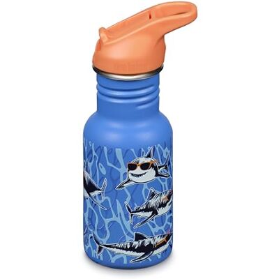 Klean Kanteen Kids Water Bottle with Straw, 350ml Drinks Bottle 100% Leakproof, Flip and Seal Sports Lid, Children's Flask, Durable & BPA Free, Stainless Steel, Sharks in Shades Design Klean Kanteen Kids Water Bottle with Straw, 350ml Drinks Bottle 100% Leakproof, Flip and Seal Sports Lid, Children's Flask, Durable & BPA Free, Stainless Steel, Sharks in Shades Design