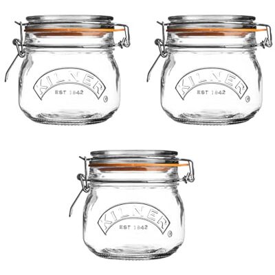 Kilner - Top Round Jars 0.5L - Orange Seal - Storage Jar Set Kilner - Top Round Jars 0.5L - Orange Seal - Storage Jar Set