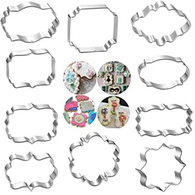 Romon Stainless Steel Cookie Cutters, 10 Pieces DIY Cookie Cutters with European Borders Cookie Cutter Set for Biscuits, Fondant, Sugar Cookies Romon Stainless Steel Cookie Cutters, 10 Pieces DIY Cookie Cutters with European Borders Cookie Cutter Set for Biscuits, Fondant, Sugar Cookies