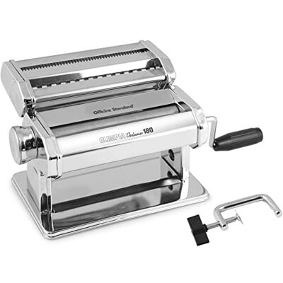 Officine Standard 8410600 Deluxe Manual Pasta Machine, with Draft, Mm 180, Stainless Steel Officine Standard 8410600 Deluxe Manual Pasta Machine, with Draft, Mm 180, Stainless Steel