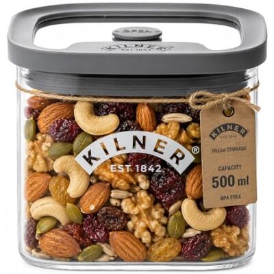 Kilner Fresh Storage 500ml Airtight Glass Container Durable Vacuum Seal Lid BPA-Free Jar for Food Storage, Nuts, Dried Fruit, Snacks, Pantry Organisation Kilner Fresh Storage 500ml Airtight Glass Container Durable Vacuum Seal Lid BPA-Free Jar for Food Storage, Nuts, Dried Fruit, Snacks, Pantry Organisation