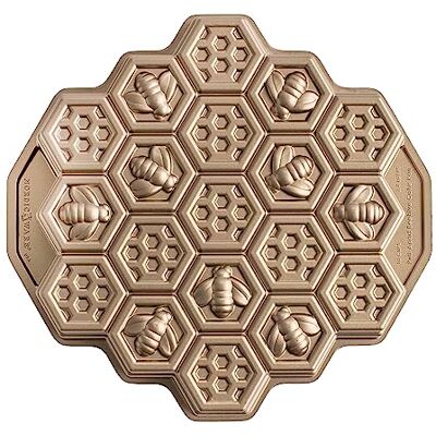 Nordic Ware Honeycomb Pull-Apart Dessert Bundt Cake Pan, Original Cast Aluminium Tin, Geometric Pattern, Cake Mould Made in the USA, Colour: Gold, 10 Cup Capacity Nordic Ware Honeycomb Pull-Apart Dessert Bundt Cake Pan, Original Cast Aluminium Tin, Geometric Pattern, Cake Mould Made in the USA, Colour: Gold, 10 Cup Capacity