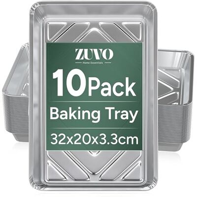 Zuvo Foil Baking Trays 10 Pack, Disposable Aluminium Oven & Roasting Trays Zuvo Foil Baking Trays 10 Pack, Disposable Aluminium Oven & Roasting Trays