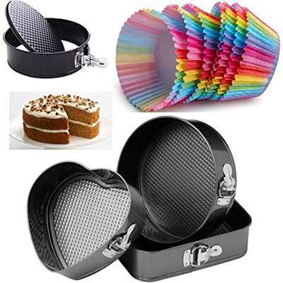 HK Online Ultra Non Stick Baking SPRINGFORM Cake TINS & Pack 12 Rainbow Cupcake Cases -Cake Baking Tins, Baking Molds (3 Mixed Tins) HK Online Ultra Non Stick Baking SPRINGFORM Cake TINS & Pack 12 Rainbow Cupcake Cases -Cake Baking Tins, Baking Molds (3 Mixed Tins)