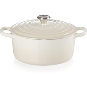 LE CREUSET Signature Enamelled Cast Iron Round Casserole Dish With Lid, 22 cm, 3.3 Litre, Meringue, 21177227164430 LE CREUSET Signature Enamelled Cast Iron Round Casserole Dish With Lid, 22 cm, 3.3 Litre, Meringue, 21177227164430
