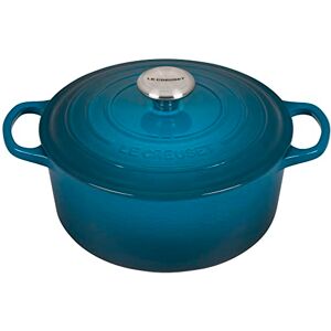 LE CREUSET Signature Enamelled Cast Iron Round Casserole Dish With Lid, 24 cm, 4.2 Litres, Deep Teal, 21177246422430 LE CREUSET Signature Enamelled Cast Iron Round Casserole Dish With Lid, 24 cm, 4.2 Litres, Deep Teal, 21177246422430