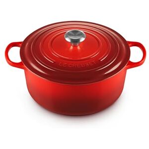 LE CREUSET Signature Enamelled Cast Iron Round Casserole Dish With Lid, 28 cm, 6.7 Litre, Cerise, 21177280602430 LE CREUSET Signature Enamelled Cast Iron Round Casserole Dish With Lid, 28 cm, 6.7 Litre, Cerise, 21177280602430